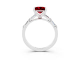 White gold Princess Cut Ruby Solitaire with Side Baguettes and Channel Set Band_3