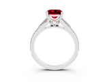 White gold Princess Cut Ruby Split Shank Engagement Ring with Pavé Band_3
