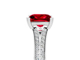 White gold Princess Cut Ruby Split Shank Engagement Ring with Pavé Band_5