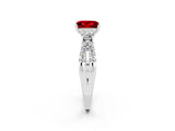 White gold Princess Cut Ruby Three-Stone Ring with Pavé Split Shank and Four-Prong Setting_14