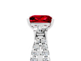 White gold Princess Cut Ruby Three-Stone Ring with Pavé Split Shank and Four-Prong Setting_17