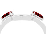 White gold Princess Cut Ruby Two-Stone Open Band Ring with Four-Prong Setting_10