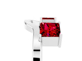 White gold Princess Cut Ruby Two-Stone Open Band Ring with Four-Prong Setting_11