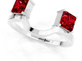 White gold Princess Cut Ruby Two-Stone Open Band Ring with Four-Prong Setting_7