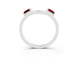 White gold Princess Cut Ruby Two-Stone Open Band Ring with Four-Prong Setting_9