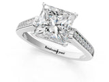 White gold Princess Cut Solitaire Cathedral Diamond Engagement Ring with Channel-Set Band and Four-Prong Setting_4