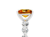 White gold Princess Cut Solitaire Citrine Ring with Pave Band and Four-Prong Setting_5