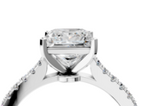 White gold Princess Cut Solitaire Diamond Engagement Ring with Pave Band and Four-Prong Setting_217