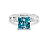 White gold Princess Cut Solitaire Diamond Engagement Ring with Twisted Pave Band and Four-Prong Setting