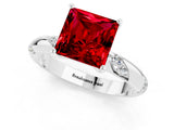 White gold Princess Cut Solitaire Diamond Engagement Ring with Twisted Pave Band and Four-Prong Setting_1