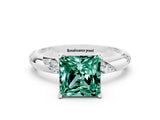 White gold Princess Cut Solitaire Diamond Engagement Ring with Twisted Pave Band and Four-Prong Setting