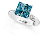 White gold Princess Cut Solitaire Diamond Engagement Ring with Twisted Pave Band and Four-Prong Setting_1