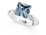 White gold Princess Cut Solitaire Diamond Engagement Ring with Twisted Pave Band and Four-Prong Setting_1