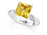 White gold Princess Cut Solitaire Diamond Engagement Ring with Twisted Pave Band and Four-Prong Setting_1