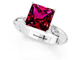 White gold Princess Cut Solitaire Diamond Engagement Ring with Twisted Pave Band and Four-Prong Setting_1