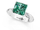 White gold Princess Cut Solitaire Diamond Engagement Ring with Twisted Pave Band and Four-Prong Setting_1