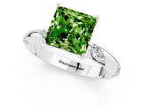 White gold Princess Cut Solitaire Diamond Engagement Ring with Twisted Pave Band and Four-Prong Setting_1