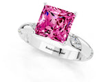 White gold Princess Cut Solitaire Diamond Engagement Ring with Twisted Pave Band and Four-Prong Setting_1