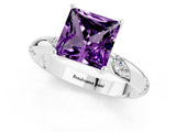 White gold Princess Cut Solitaire Diamond Engagement Ring with Twisted Pave Band and Four-Prong Setting_1