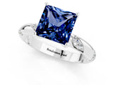 White gold Princess Cut Solitaire Diamond Engagement Ring with Twisted Pave Band and Four-Prong Setting_1