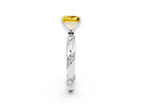 White gold Princess Cut Solitaire Diamond Engagement Ring with Twisted Pave Band and Four-Prong Setting_2