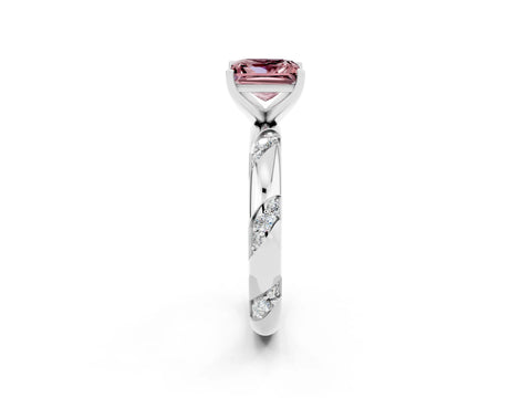 White gold Princess Cut Solitaire Diamond Engagement Ring with Twisted Pave Band and Four-Prong Setting_2