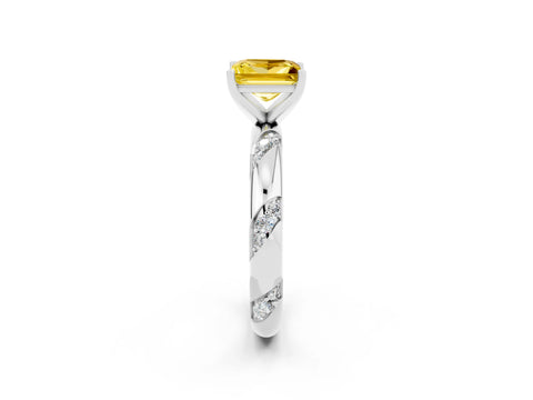 White gold Princess Cut Solitaire Diamond Engagement Ring with Twisted Pave Band and Four-Prong Setting_2