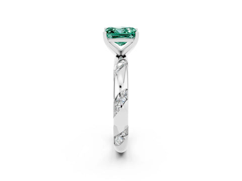White gold Princess Cut Solitaire Diamond Engagement Ring with Twisted Pave Band and Four-Prong Setting_2