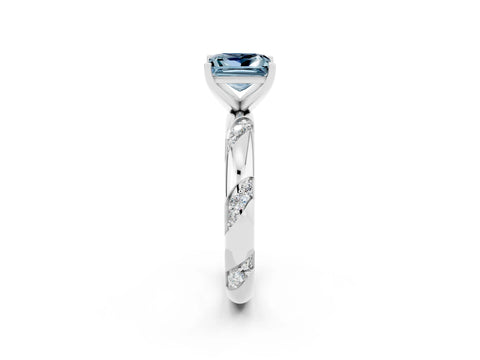 White gold Princess Cut Solitaire Diamond Engagement Ring with Twisted Pave Band and Four-Prong Setting_2