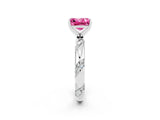 White gold Princess Cut Solitaire Diamond Engagement Ring with Twisted Pave Band and Four-Prong Setting_2