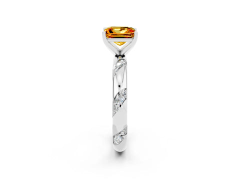 White gold Princess Cut Solitaire Diamond Engagement Ring with Twisted Pave Band and Four-Prong Setting_2