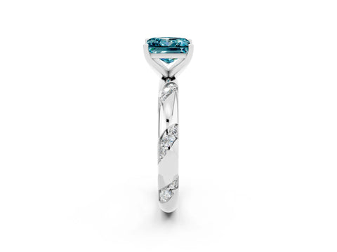 White gold Princess Cut Solitaire Diamond Engagement Ring with Twisted Pave Band and Four-Prong Setting_2