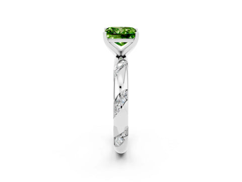 White gold Princess Cut Solitaire Diamond Engagement Ring with Twisted Pave Band and Four-Prong Setting_2