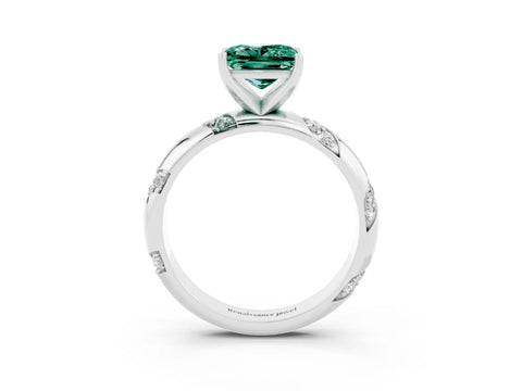 White gold Princess Cut Solitaire Diamond Engagement Ring with Twisted Pave Band and Four-Prong Setting_3