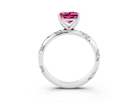 White gold Princess Cut Solitaire Diamond Engagement Ring with Twisted Pave Band and Four-Prong Setting_3