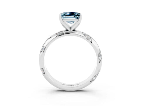 White gold Princess Cut Solitaire Diamond Engagement Ring with Twisted Pave Band and Four-Prong Setting_3