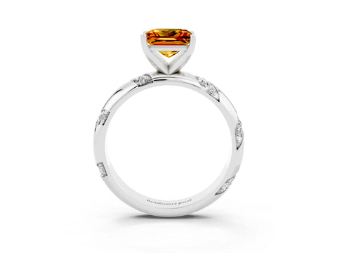 White gold Princess Cut Solitaire Diamond Engagement Ring with Twisted Pave Band and Four-Prong Setting_3