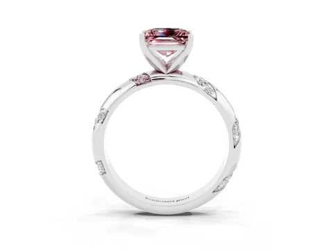 White gold Princess Cut Solitaire Diamond Engagement Ring with Twisted Pave Band and Four-Prong Setting_3