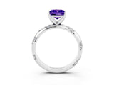 White gold Princess Cut Solitaire Diamond Engagement Ring with Twisted Pave Band and Four-Prong Setting_3