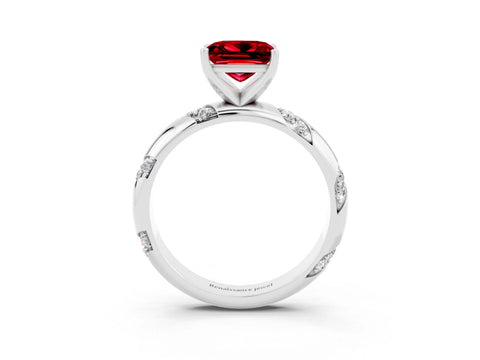 White gold Princess Cut Solitaire Diamond Engagement Ring with Twisted Pave Band and Four-Prong Setting_3