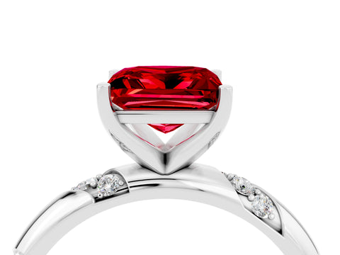 White gold Princess Cut Solitaire Diamond Engagement Ring with Twisted Pave Band and Four-Prong Setting_4