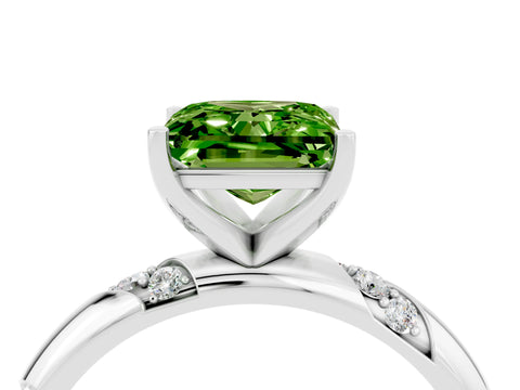 White gold Princess Cut Solitaire Diamond Engagement Ring with Twisted Pave Band and Four-Prong Setting_4