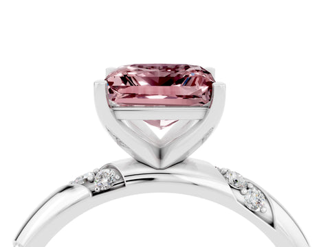 White gold Princess Cut Solitaire Diamond Engagement Ring with Twisted Pave Band and Four-Prong Setting_4