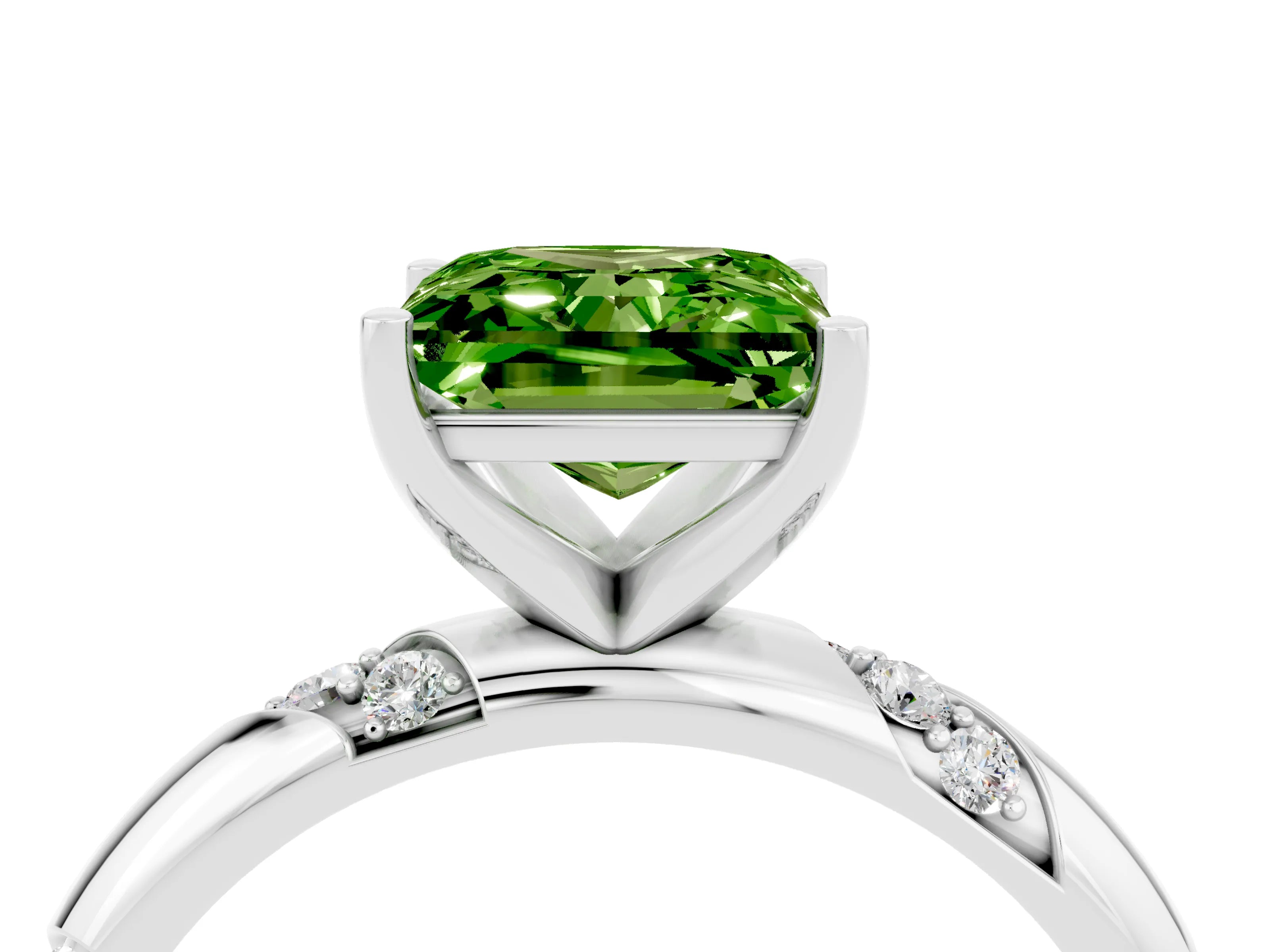 White gold Princess Cut Solitaire Diamond Engagement Ring with Twisted Pave Band and Four-Prong Setting_4