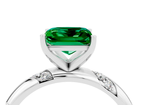 White gold Princess Cut Solitaire Diamond Engagement Ring with Twisted Pave Band and Four-Prong Setting_4