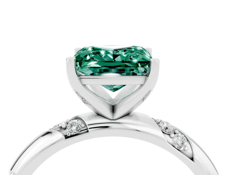 White gold Princess Cut Solitaire Diamond Engagement Ring with Twisted Pave Band and Four-Prong Setting_4