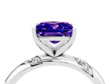 White gold Princess Cut Solitaire Diamond Engagement Ring with Twisted Pave Band and Four-Prong Setting_4
