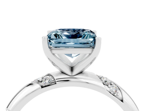 White gold Princess Cut Solitaire Diamond Engagement Ring with Twisted Pave Band and Four-Prong Setting_4