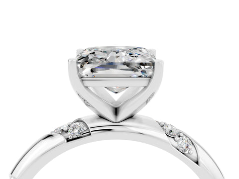 White gold Princess Cut Solitaire Diamond Engagement Ring with Twisted Pave Band and Four-Prong Setting_4