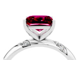 White gold Princess Cut Solitaire Diamond Engagement Ring with Twisted Pave Band and Four-Prong Setting_4